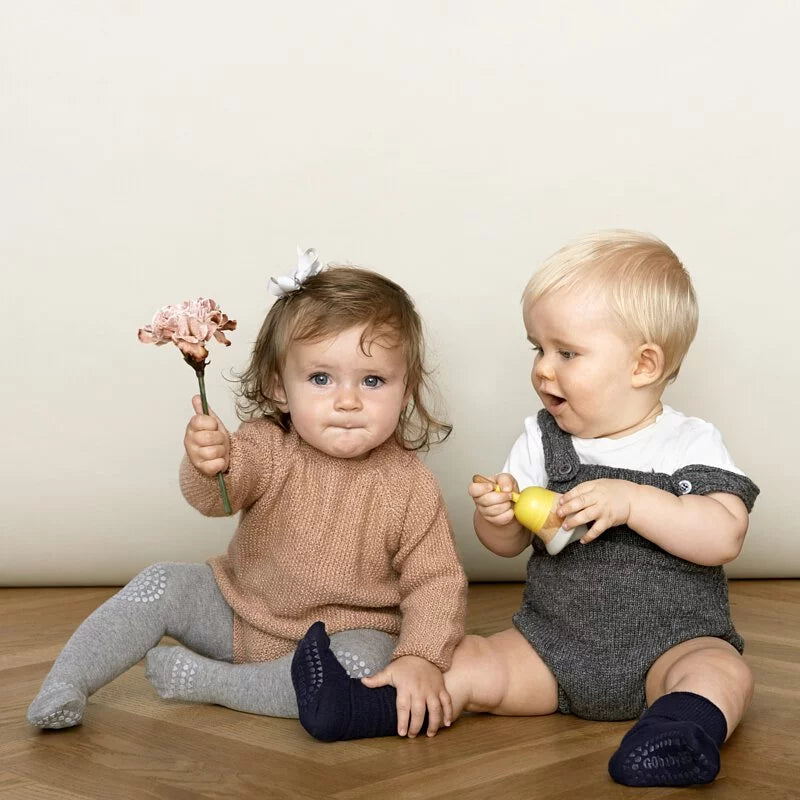 丹麥GoBabyGo GoBabyGo 彈力棉爬行褲襪 - Grey Melange - 6-12M & 12-18M