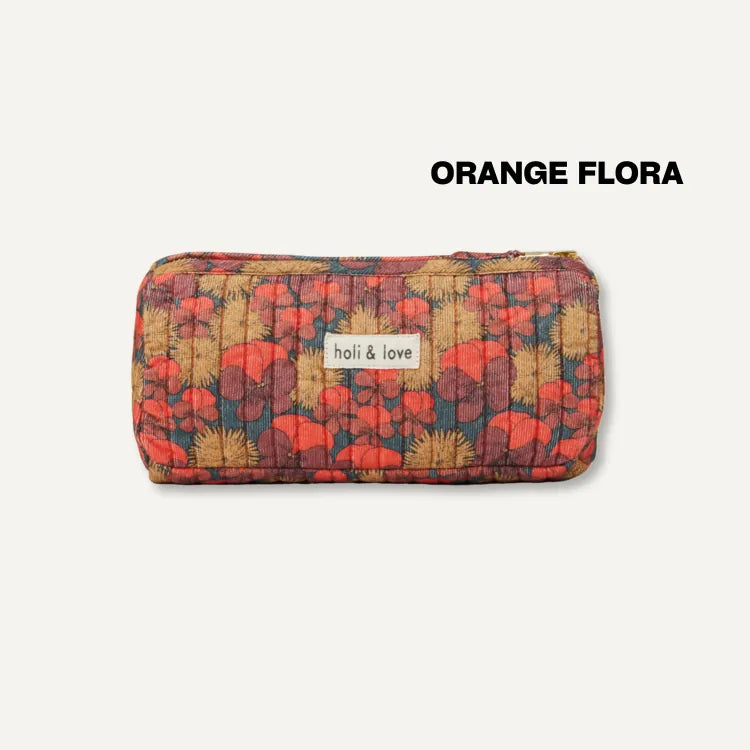 Holi & Love 有機棉多功能小包- ORANGE FLORA (最後一件)