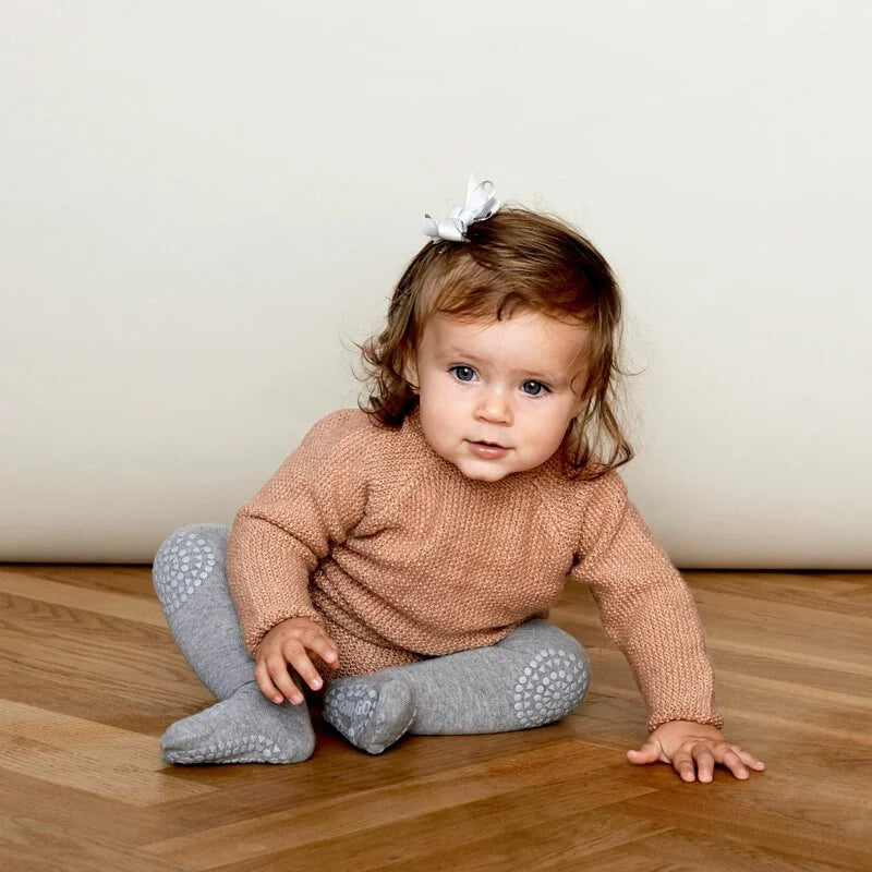 丹麥GoBabyGo GoBabyGo 彈力棉爬行褲襪 - Grey Melange - 6-12M & 12-18M