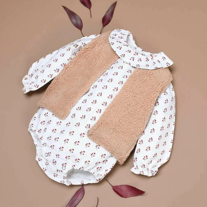 Lililotte 有機棉麻小圓花包屁衣 9-12M (最後一件)