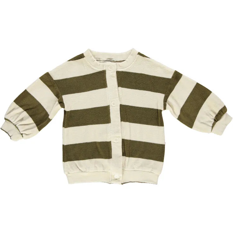 Poudre Organic 有機棉毛巾布外套 Stripes Fir Green (3Y~8Y)