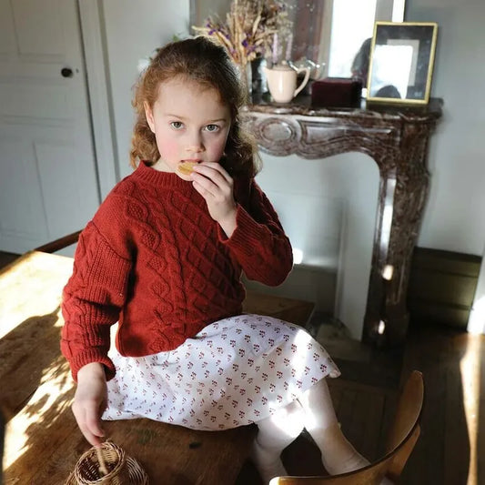 Lililotte 有機棉棉麻小圓花膝上裙 6Y (最後一件)