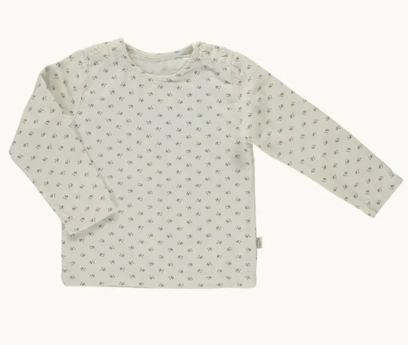 Poudre Organic 100%有機棉薄長袖上衣 波浪藍小花 4Y (最後一件)