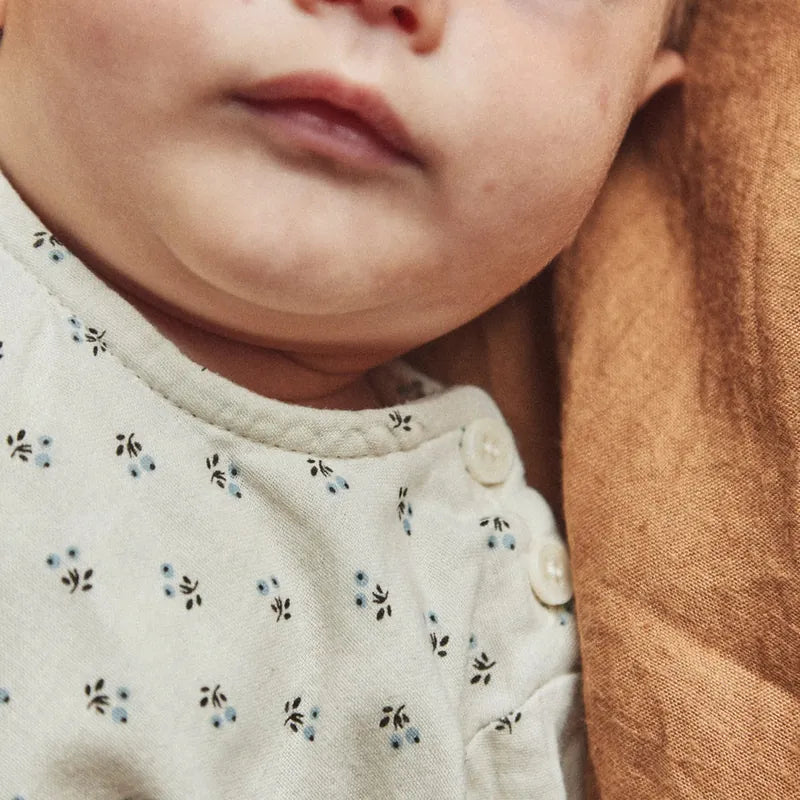 Poudre Organic 100%有機棉薄長袖上衣 波浪藍小花 4Y (最後一件)