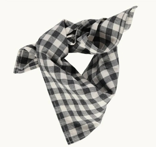 Poudre Organic 有機棉髮帶/領巾/口水巾 - 黑白格紋