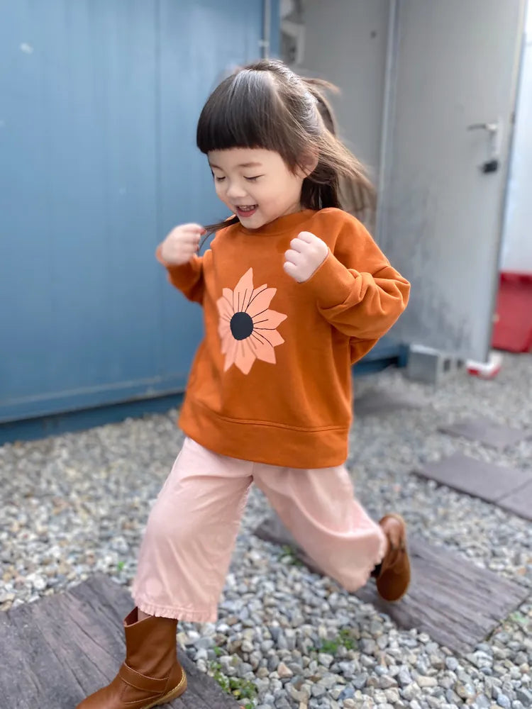 OXOX Club 向日葵大學棉T - 橘磚紅 5-6Y & 7-8Y (各最後一件)