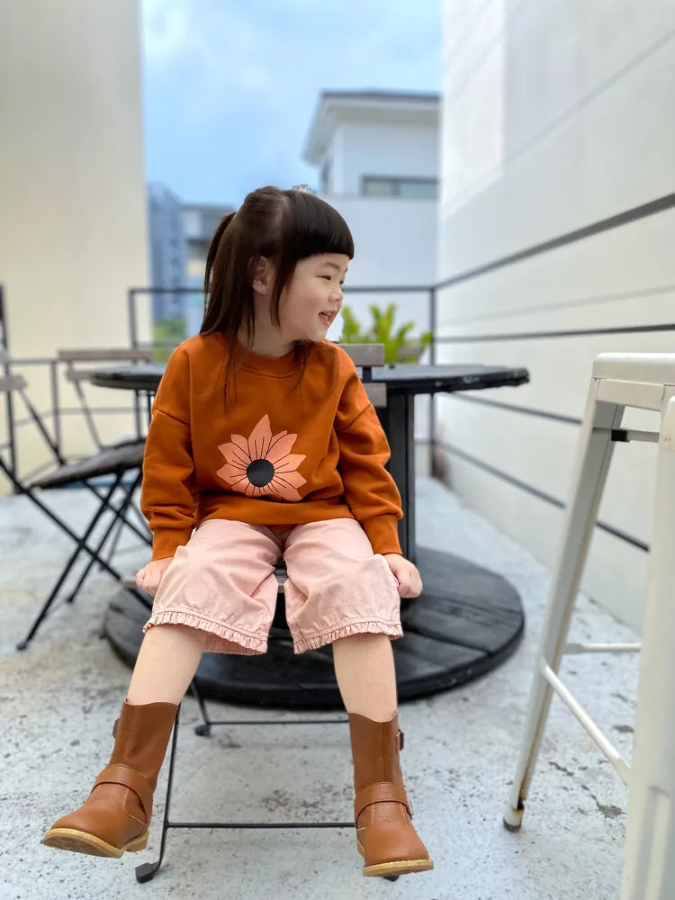 OXOX Club 向日葵大學棉T - 橘磚紅 5-6Y & 7-8Y (各最後一件)