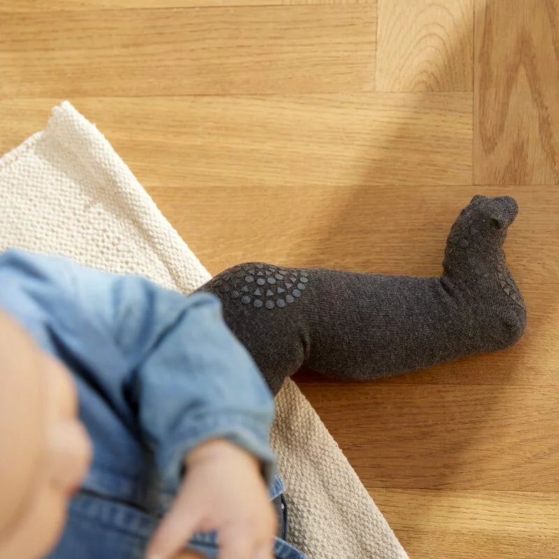 丹麥GoBabyGo GoBabyGo 彈力棉爬行褲襪 - Dark Grey Melange - 6-12M