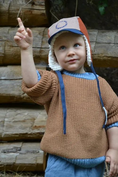 Happymess 有機棉絨毛飛行員帽 chestnut (1Y~6Y+)