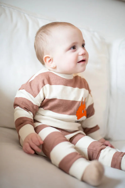 Wander & Wonder 100%有機棉條紋長褲 18-24M