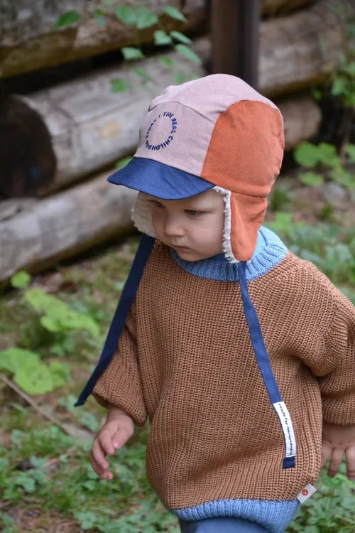 Happymess 有機棉絨毛飛行員帽 chestnut (1Y~6Y+)