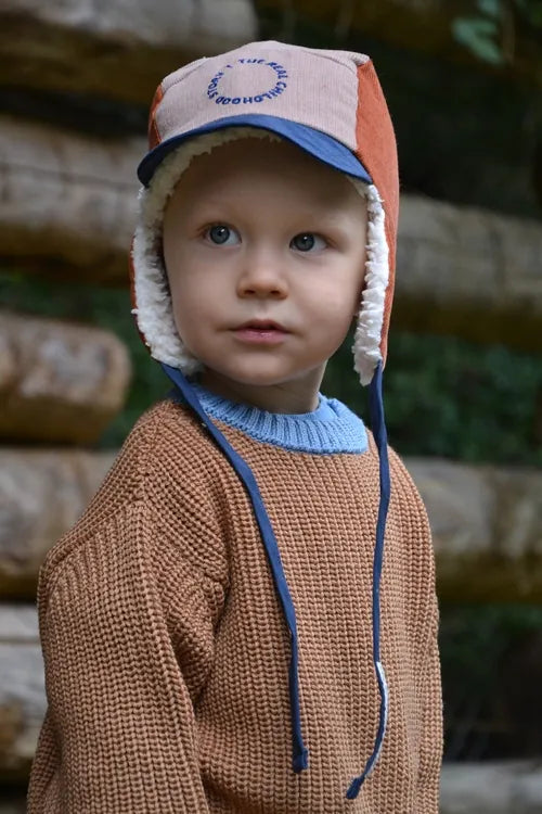 Happymess 有機棉絨毛飛行員帽 chestnut (1Y~6Y+)