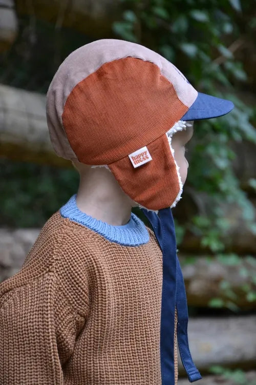 Happymess 有機棉絨毛飛行員帽 chestnut (1Y~6Y+)