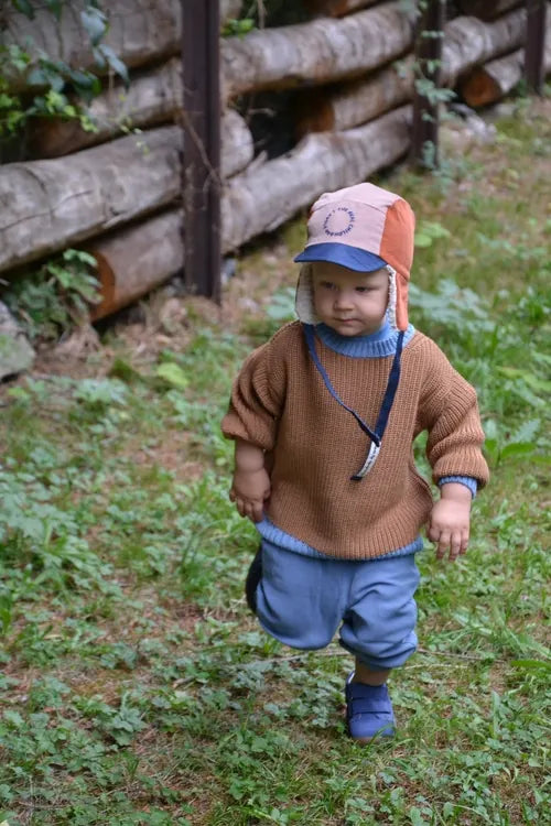 Happymess 有機棉絨毛飛行員帽 chestnut (1Y~6Y+)