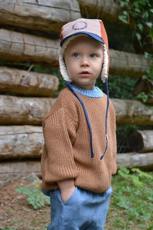 Happymess 有機棉絨毛飛行員帽 chestnut (1Y~6Y+)