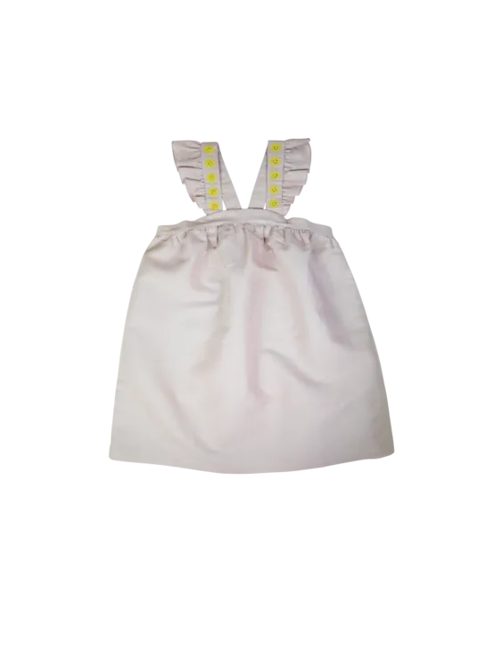 La Petite Collection - 荷葉邊肩帶無袖洋裝 - 玫瑰粉亞麻 (18M ~ 3Y)