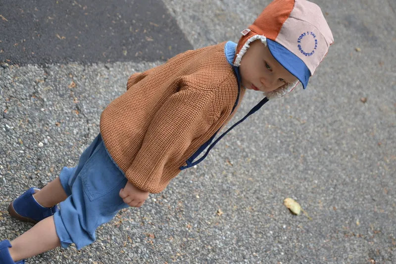 Happymess 有機棉絨毛飛行員帽 chestnut (1Y~6Y+)