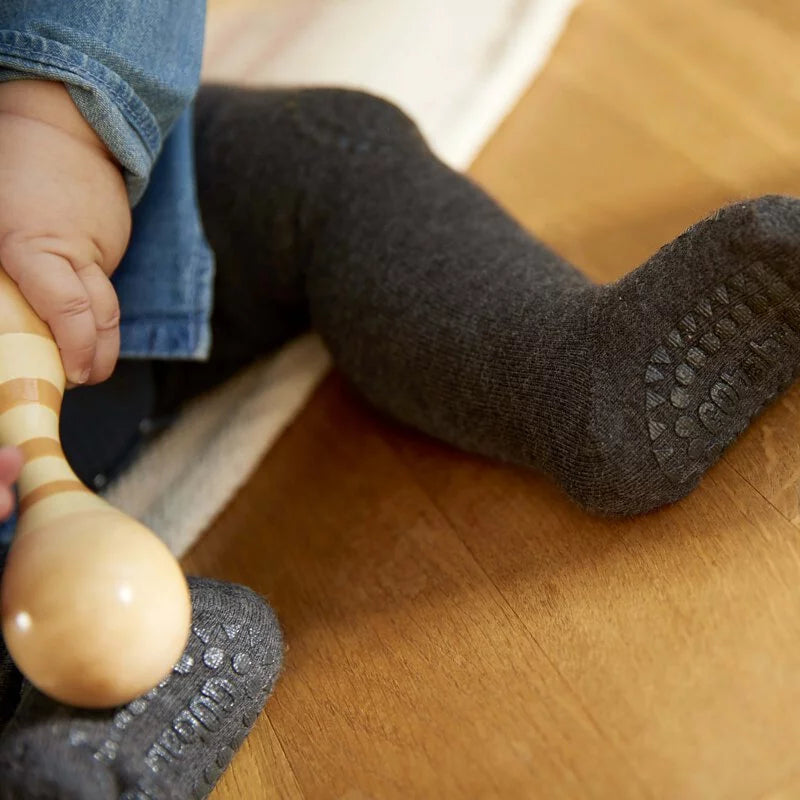 丹麥GoBabyGo GoBabyGo 彈力棉爬行褲襪 - Dark Grey Melange - 6-12M