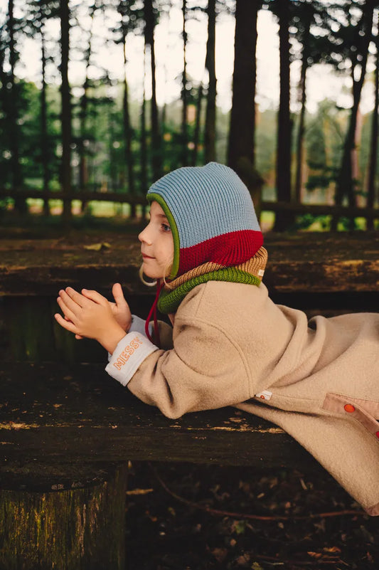 Happymess 100%美麗諾羊毛連帽圍脖/可當頭套帽- winter sky (單一尺寸)