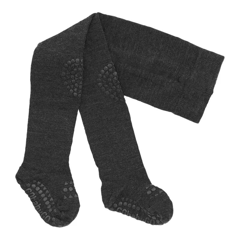 丹麥GoBabyGo GoBabyGo 彈力棉爬行褲襪 - Dark Grey Melange - 6-12M