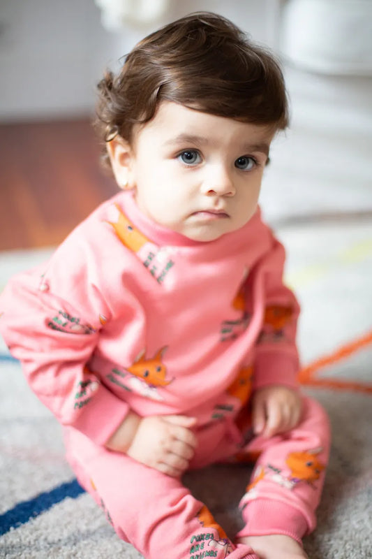 Wander & Wonder 100%有機棉桃紅小狐狸大學T (18M~4Y)