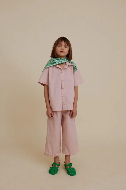 OXOX Club 有機棉寬版長褲 - 寶寶粉  5-6Y (最後一件)