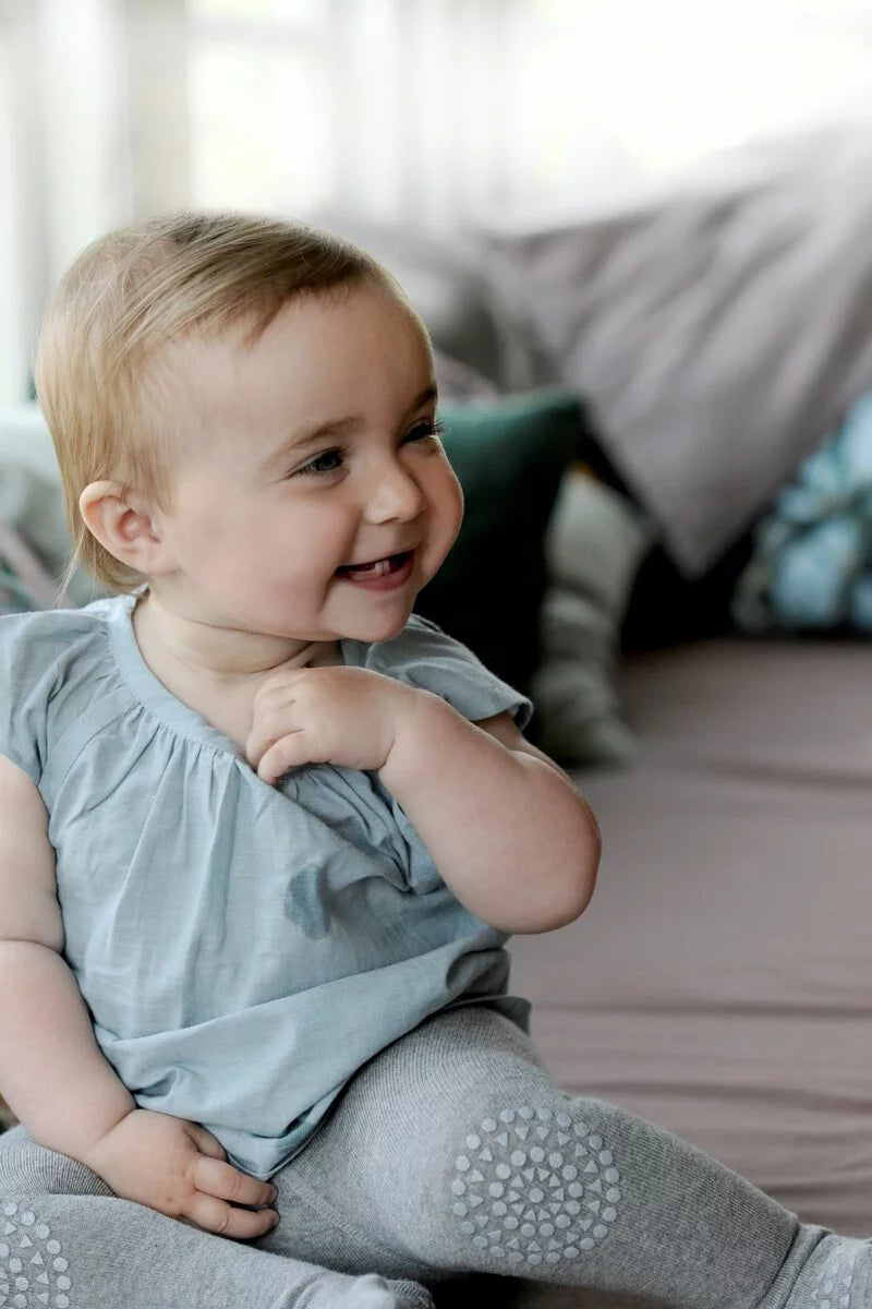 丹麥GoBabyGo GoBabyGo 彈力棉爬行褲襪 - Grey Melange - 6-12M & 12-18M