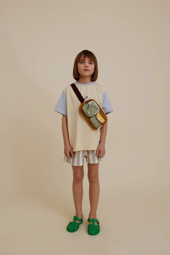 OXOX Club 有機棉卡其色條紋短褲 1-2Y (最後一件)