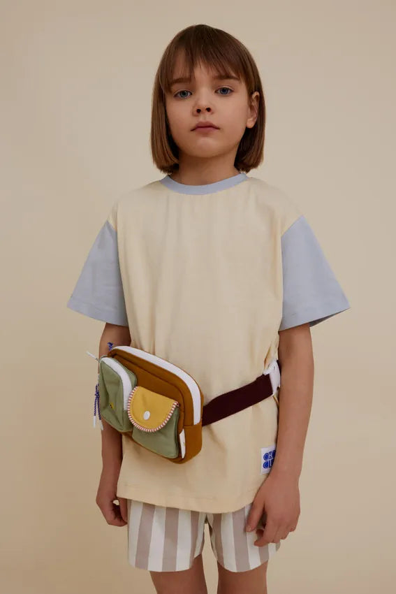 OXOX Club 有機棉卡其色條紋短褲 1-2Y (最後一件)