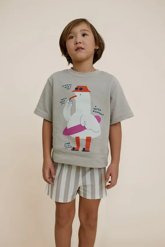 OXOX Club 有機棉卡其色條紋短褲 1-2Y (最後一件)