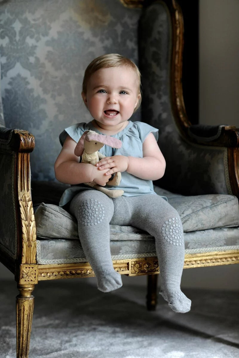 丹麥GoBabyGo GoBabyGo 彈力棉爬行褲襪 - Grey Melange - 6-12M & 12-18M