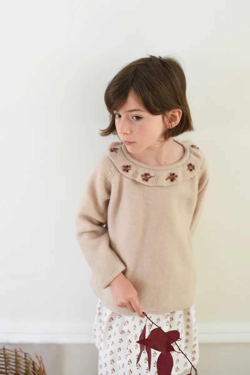 Lililotte 100%純羊毛荷葉領刺繡毛衣 4Y & 6Y (各最後一件)