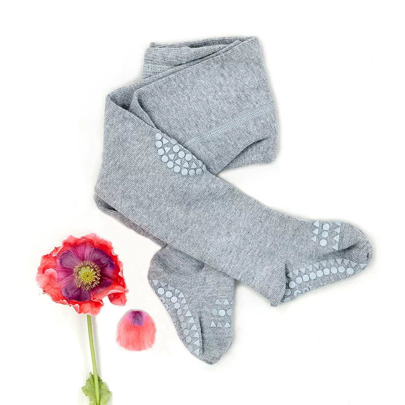 丹麥GoBabyGo GoBabyGo 彈力棉爬行褲襪 - Grey Melange - 6-12M & 12-18M