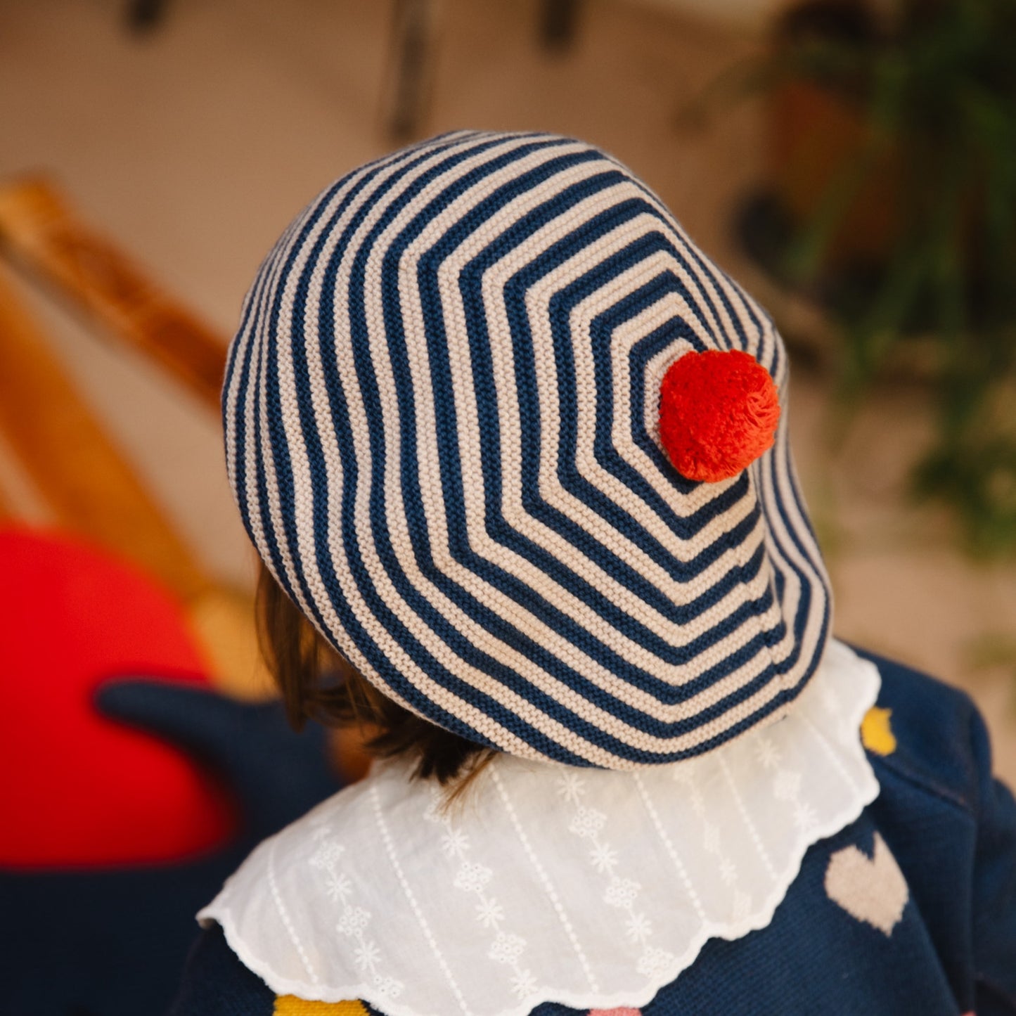 Bayiri 100%有機棉條紋貝雷帽 1-3Y& 3-6Y