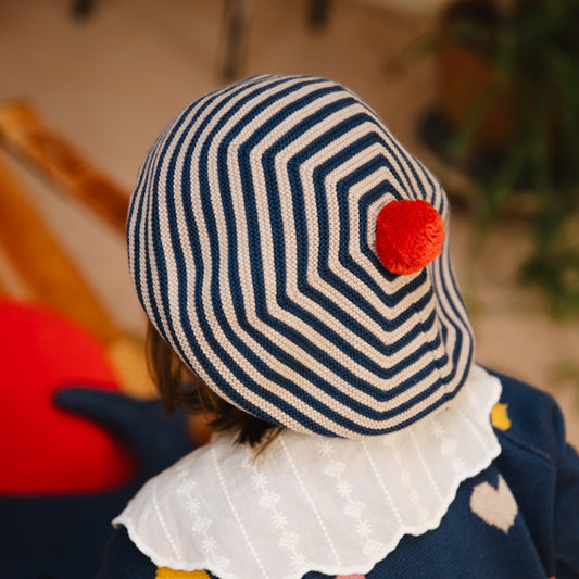 Bayiri 100%有機棉條紋貝雷帽 ❘ 現貨尺寸: 1-3Y& 3-6Y