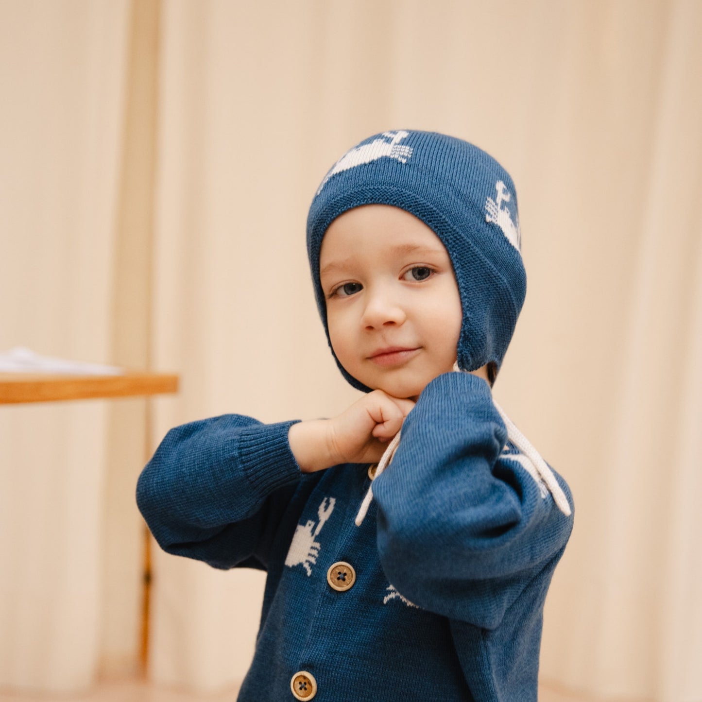 Bayiri 100%美麗諾羊毛針織帽 DANCING CRABS 1-3Y& 3-6Y