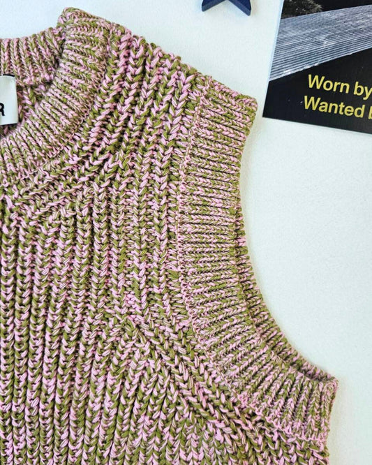 Studio Koter 100%有機棉poppy pink & olive green混紡針織背心 4-5Y & 6-7Y (各最後一件)