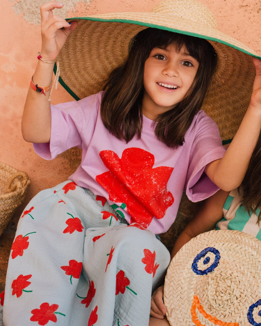 Lotiekids 100% 有機棉罌粟花寬版短袖T-shirt  10-11Y (最後一件)