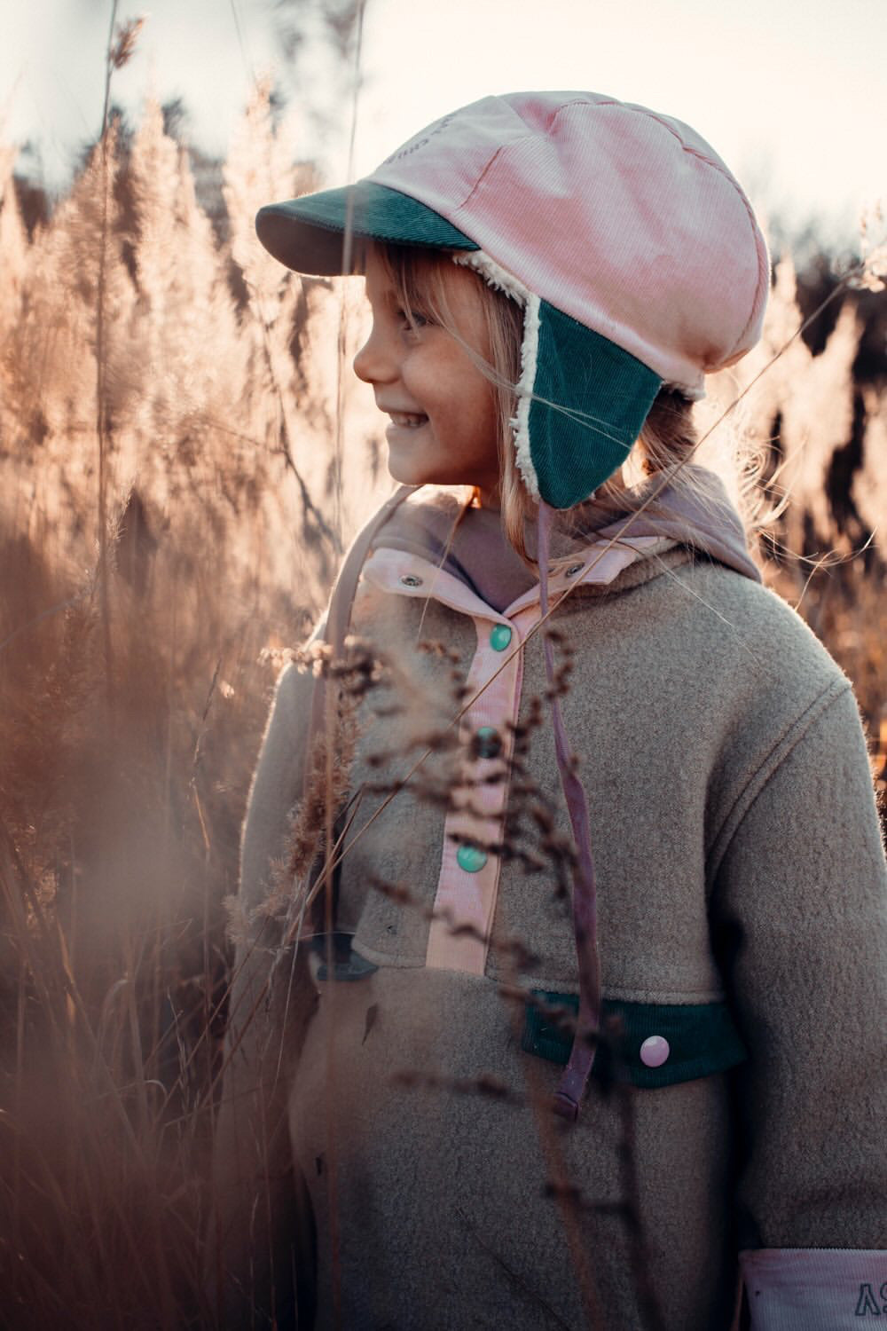 Happymess 有機棉絨毛飛行員帽 forest flower (1-3Y & 6Y+)