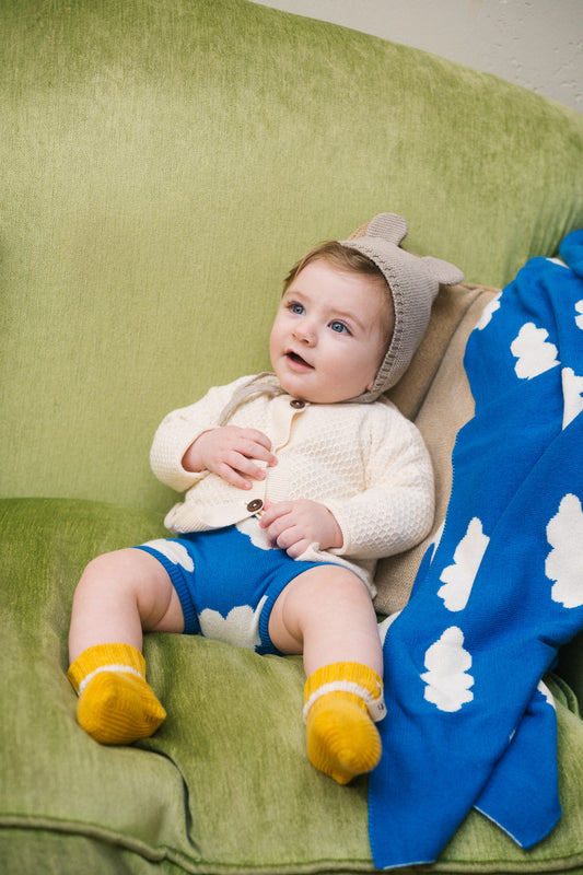 Bayiri  100%有機棉燈籠褲/屁屁褲 - 藍天白雲 6-12M (最後一件)