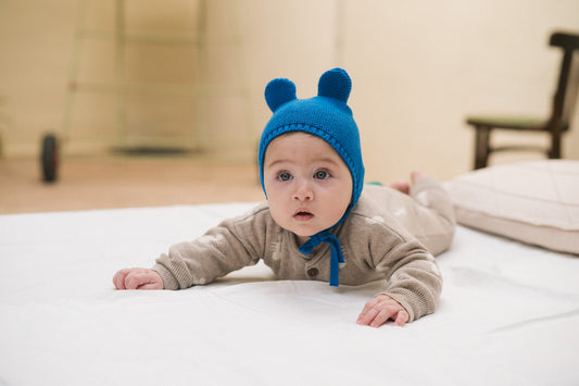 Bayiri  100%有機棉針織小蛙帽- GALAXY BLUE 6-12M(最後一件)