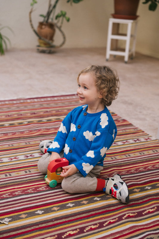 Bayiri 100%有機棉外套 - 藍天白雲 12M