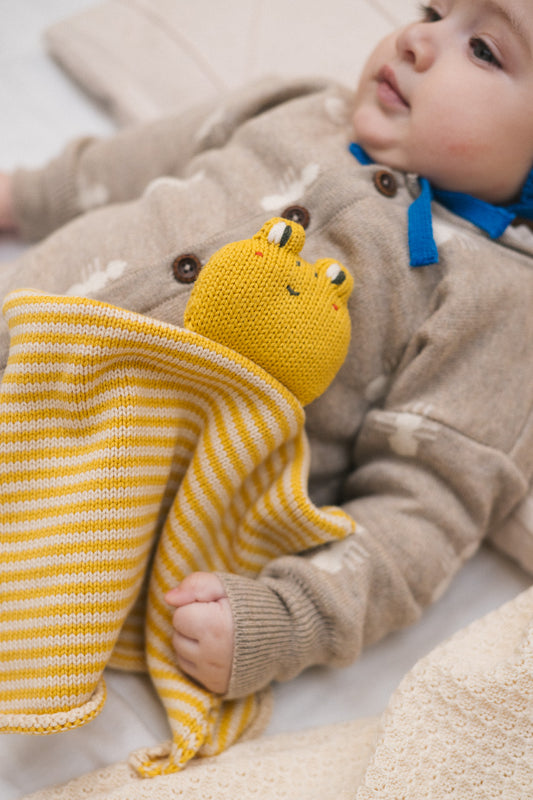 Bayiri 100%有機棉小青蛙安撫巾 - Yellow