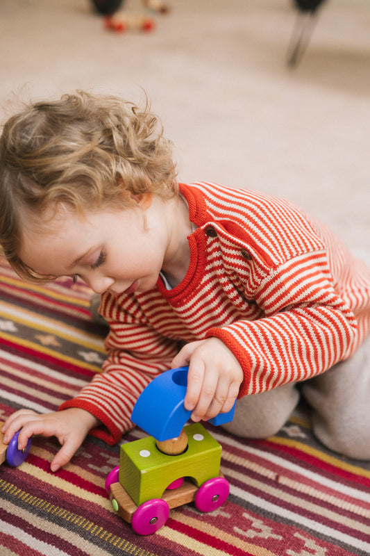 Bayiri  100%有機棉長袖條紋上衣 - RED & SAND 12M (最後一件)