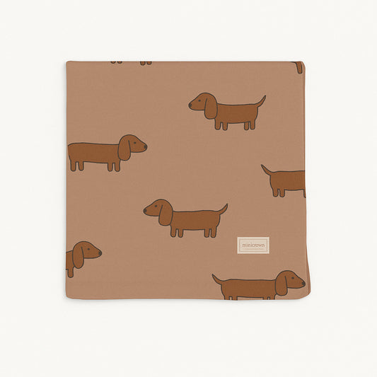 Minicoton 100%有機棉蓋毯 - Bestie小臘腸 -  Petal 花瓣粉橘