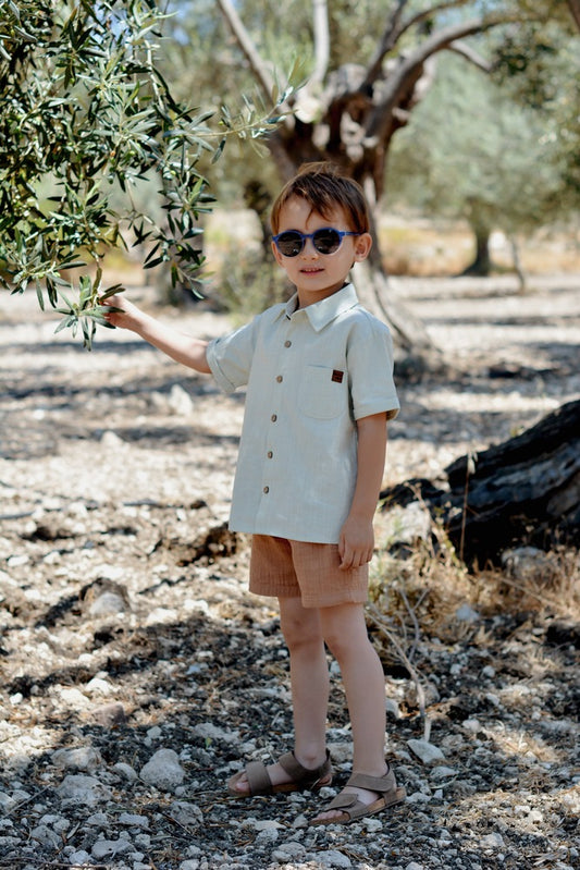 法國 Eli & Nev Clement 短袖條紋襯衫 2-3Y  (最後一件)