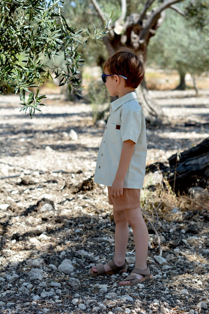 法國 Eli & Nev Clement 短袖條紋襯衫 2-3Y  (最後一件)