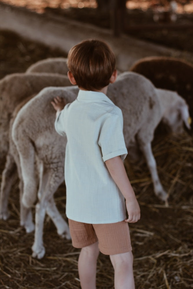 法國 Eli & Nev Clement 短袖條紋襯衫 2-3Y  (最後一件)