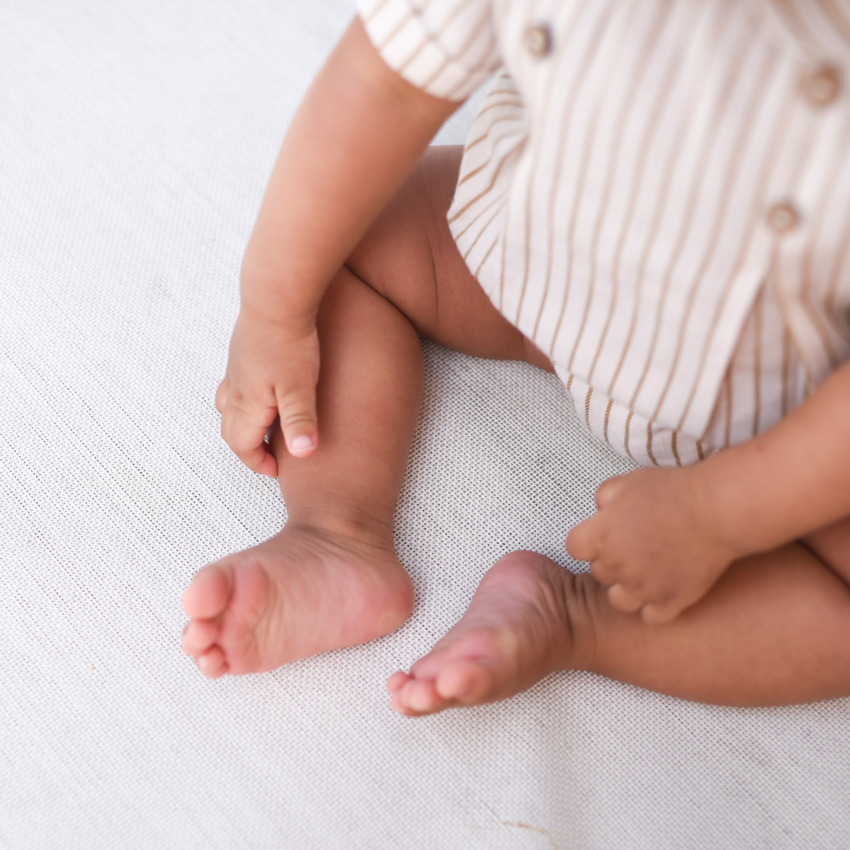 Lililotte 100%有機棉短袖條紋連身包屁衣 9-12M & 12-18M (各最後一件)