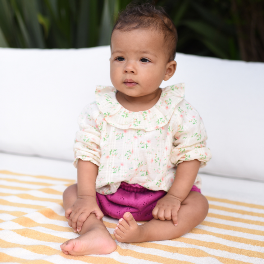 Lililotte 100%純棉緹花棉紗薄長袖連身包屁衣 (9-12M & 12-18M)